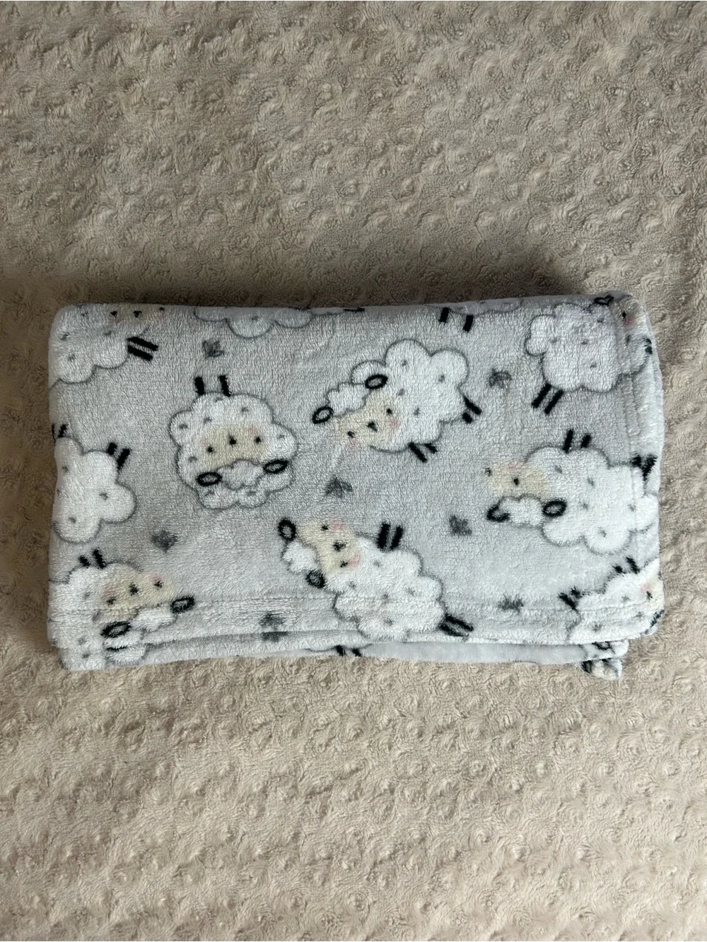 Parent's Choice Lamb Sheep Baby Blanket Gray White Black Plush Soft
